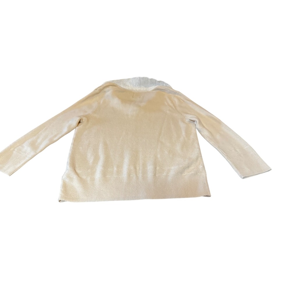 Joie Cream Ribbed Cotton Blend V-Neck Polo Sweater Medium - Picture 2 of 6